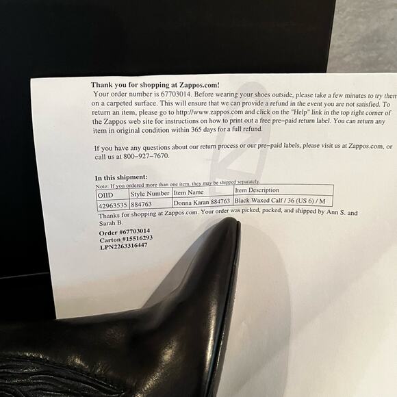 NEW Donna Karan Collection Waxed Calf Leather Laser Ribbed Boot Black Sz 36/6 … - Picture 15 of 16